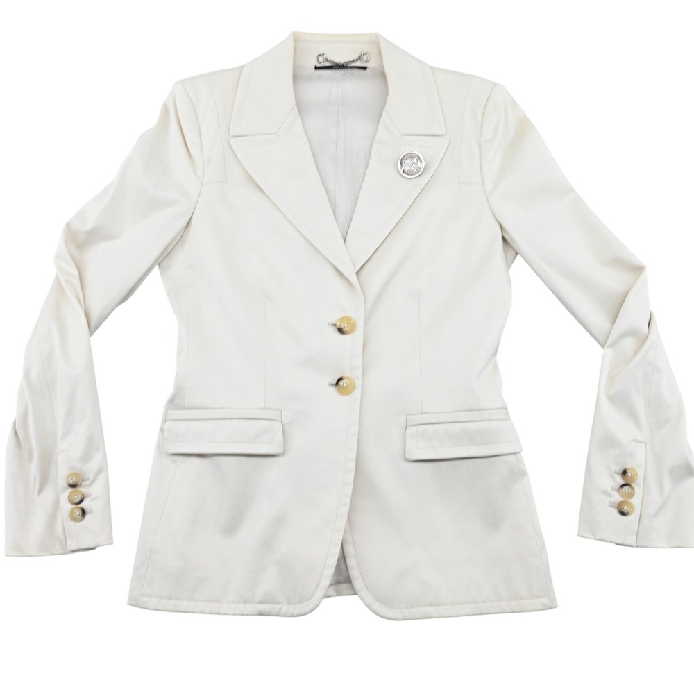 Vintage GUCCI Tom Ford 2004 Cream Tailored Blazer Jacket IT 42 W/ Original G Pin